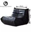 Luxury Black Leather Togo Sofa Chair, Modern 95x95cm Single Seat -