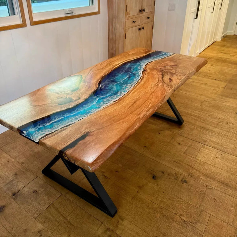 Handmade Blue Epoxy Resin Dining Table | Coffee Table | Center Table Custom art