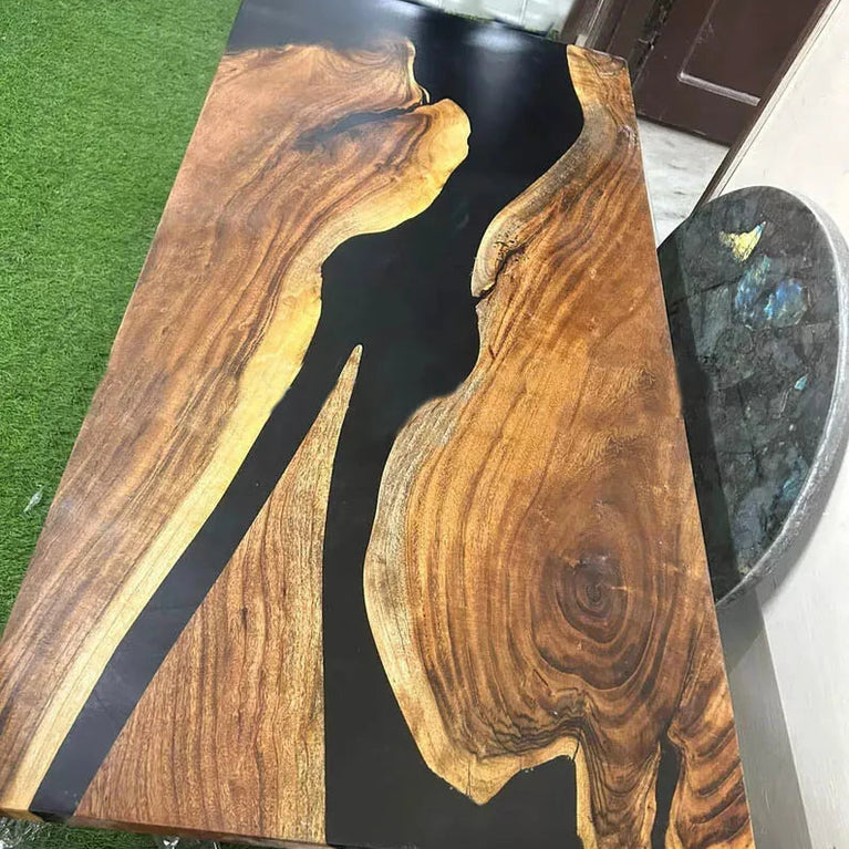 Epoxy Table Black Dining Table Epoxy Coffee Table Resin Table River Table Decor