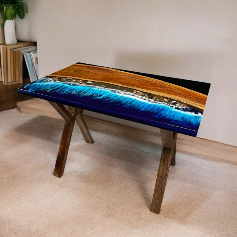 Ocean Epoxy Resin Dining Table Countertop Luxurious Modern Art Furniture