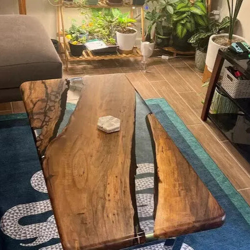 Modern Handmade Clear Epoxy Resin Table - Unique Coffee & Dining Table for Home