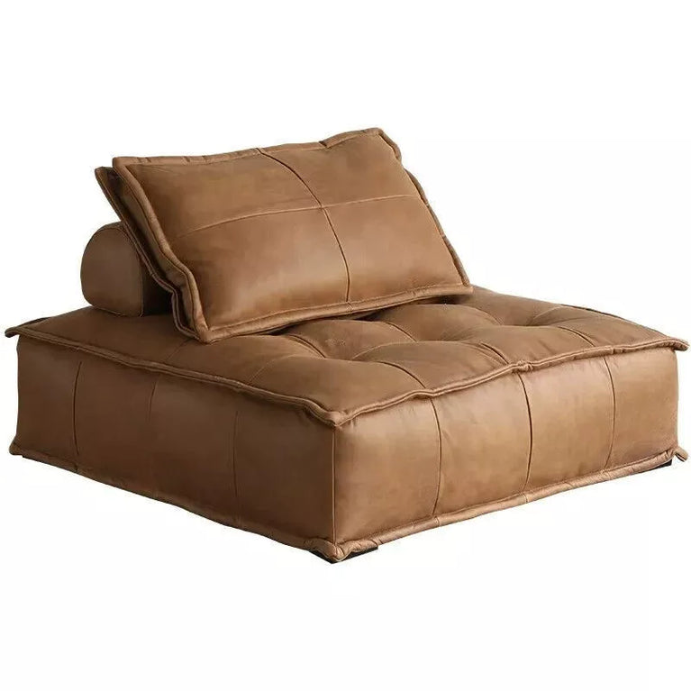 Italian Modern Leather Square Sofa Chair with Cushion