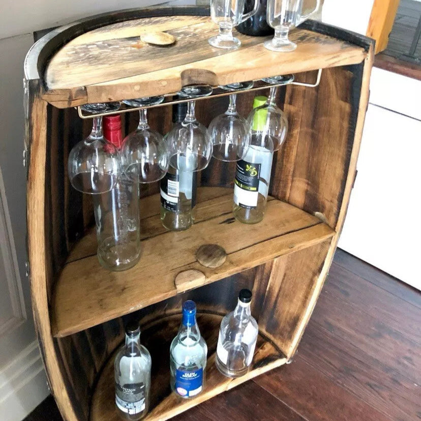 Barrel bar - oak whisky barrel - home bar - display cabinet - Half Barrel