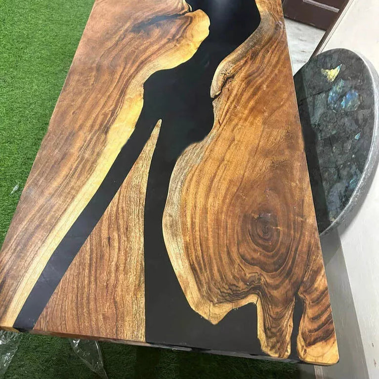 Epoxy Table Black Dining Table Epoxy Coffee Table Resin Table River Table Decor