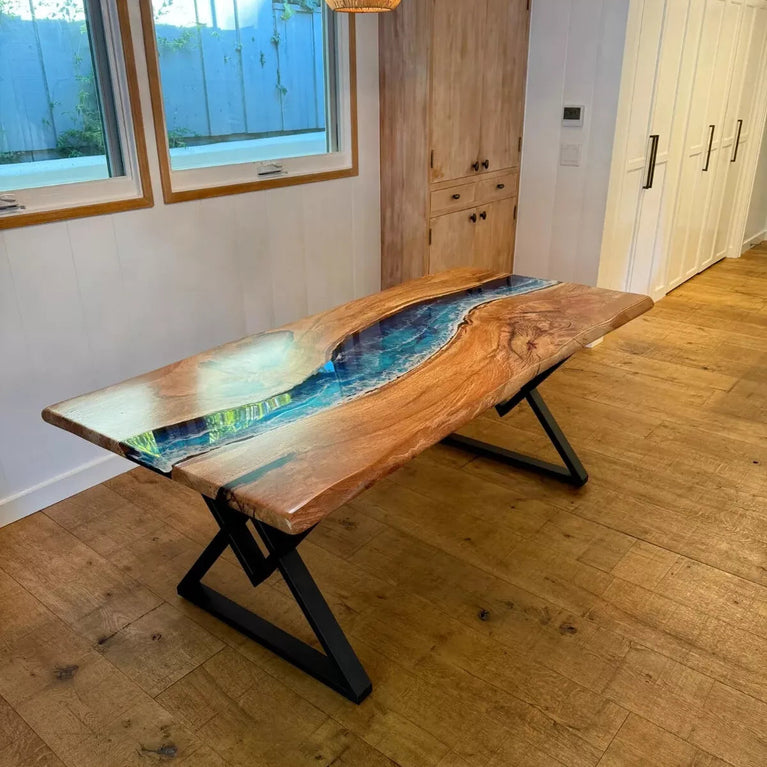 Handmade Blue Epoxy Resin Dining Table | Coffee Table | Center Table Custom art