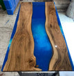 Custom Made Blue Epoxy Resin Dining Table, Handmade Furniture, Kitchen Slab Deco