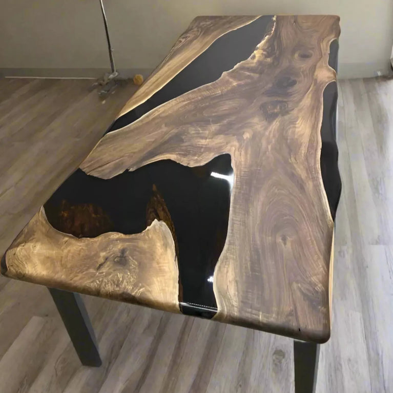 Luxury Handmade Black Epoxy Resin Table - Unique Coffee & Dining Tables for gift