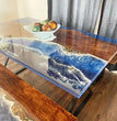 Ocean Sea Wave Handmade Epoxy Resin Dining & Kitchen Table Tops for Home Decors