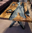 Black Epoxy Dining Table Countertop Handmade Luxury Hallway Furniture Room Decor