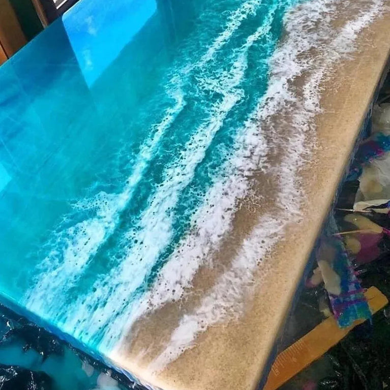 Made Ocean Wave Epoxy Resin Center Sofa Dining Table Top Handmade Tables