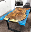 Blue Epoxy resin Dining Table Handmade Kitchen Slab Wooden Decors