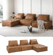 Italian Modern Leather Square Sofa Chair with Cushion