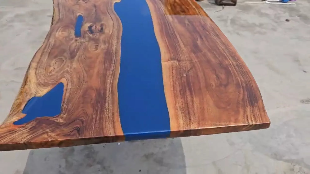 Ocean Waves Epoxy Dining,coffee, center table Handmade Resin River Natural Wood