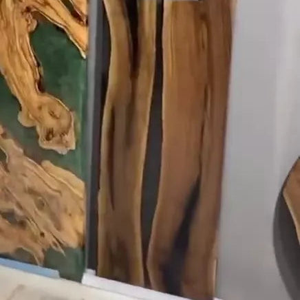 Green Handmade Wooden Resin Table - Live Edge Epoxy Resin - Unique Dining table