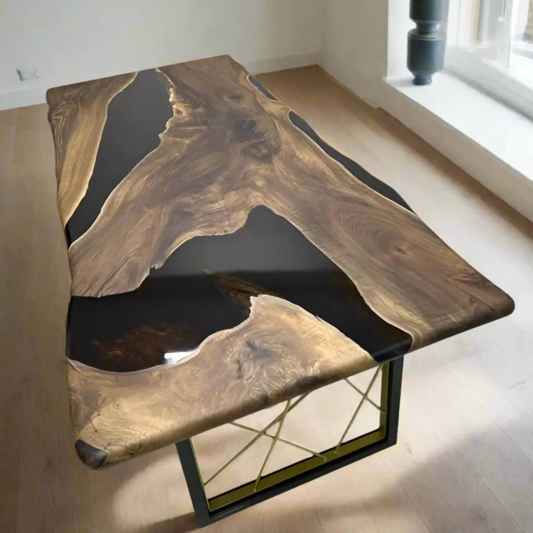 Luxury Handmade Black Epoxy Resin Table - Unique Coffee & Dining Tables for gift