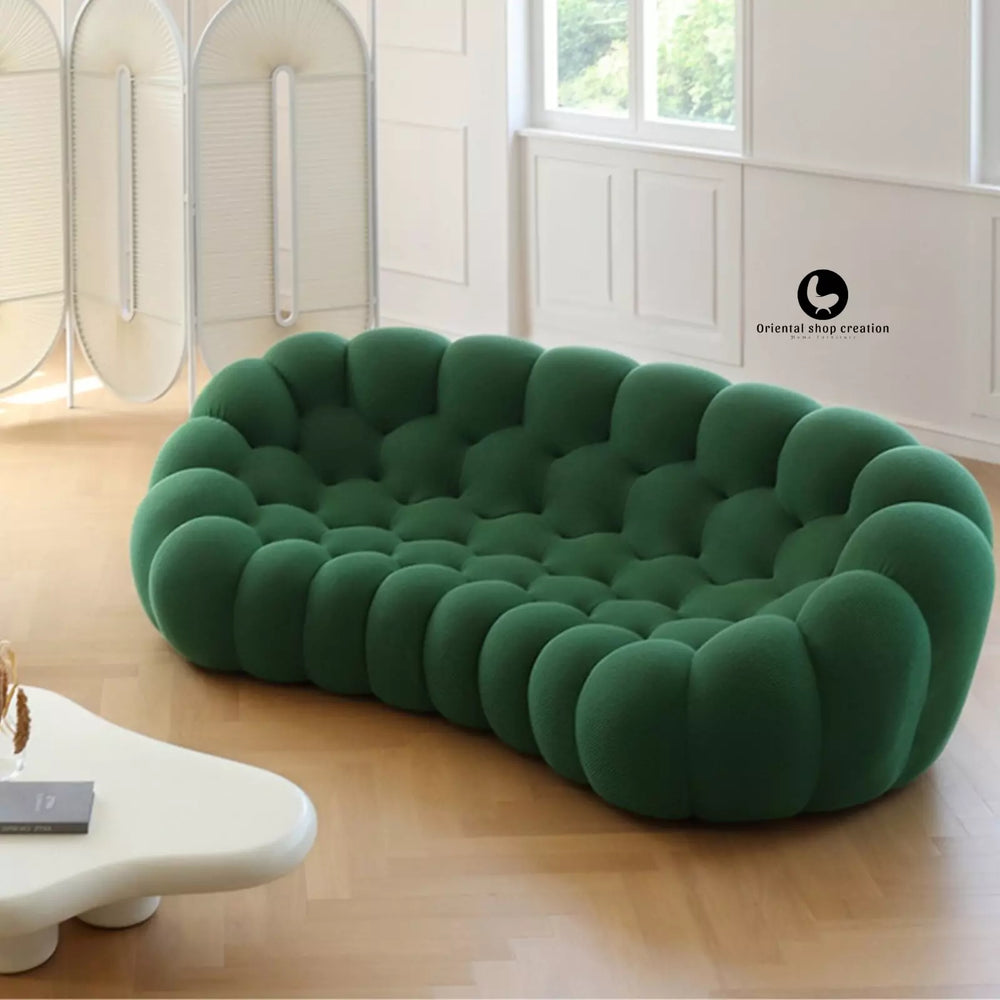 Green Bubble Inspired Sofa - Modern 3-Seater Rock Bobois Premium Fabric Style -