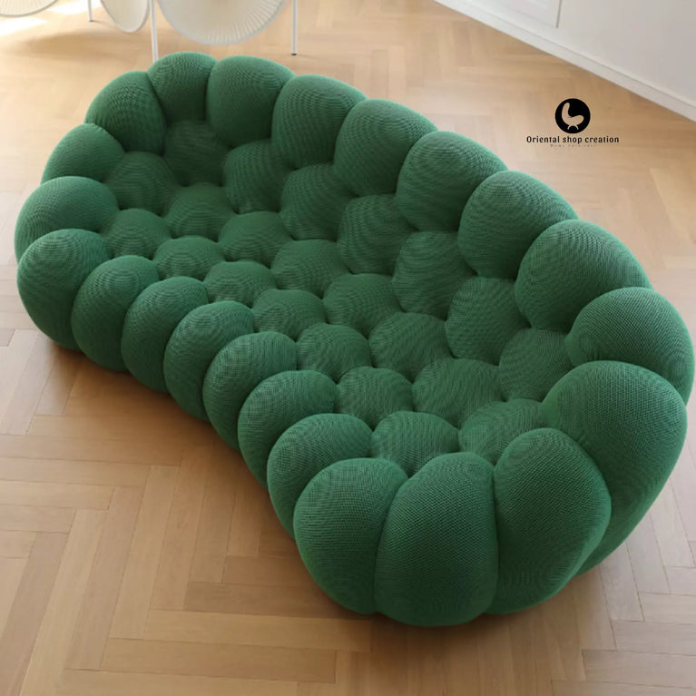 Green Bubble Inspired Sofa - Modern 3-Seater Rock Bobois Premium Fabric Style -