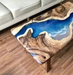 Custom Blue Epoxy Resin Dining Table Acacia Wood River Themed Hallway Centertop