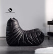 Luxury Black Leather Togo Sofa Chair, Modern 95x95cm Single Seat -