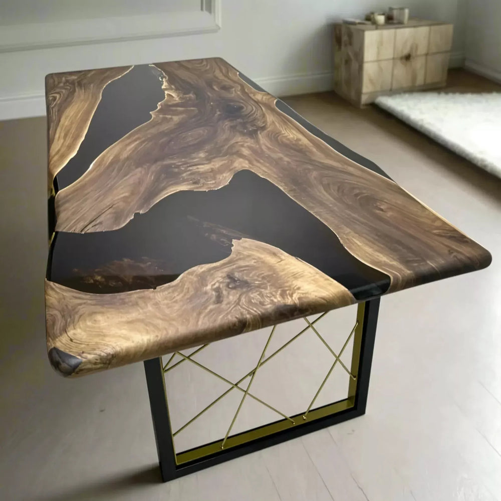 Luxury Handmade Black Epoxy Resin Table - Unique Coffee & Dining Tables for gift