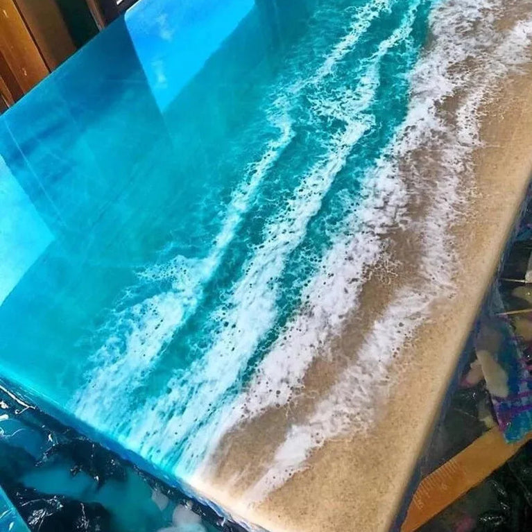 Made Ocean Wave Epoxy Resin Center Sofa Dining Table Top Handmade Tables