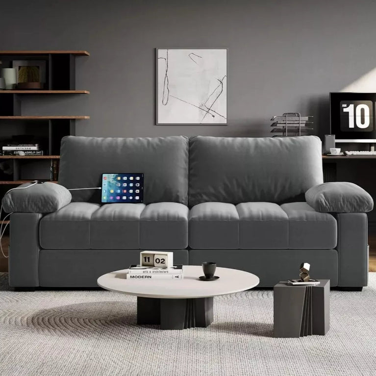 Sofa Couch Modern Velvet Couch with Removable Covers & USB Ports Oversized