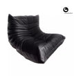 Luxury Black Leather Togo Sofa Chair, Modern 95x95cm Single Seat -