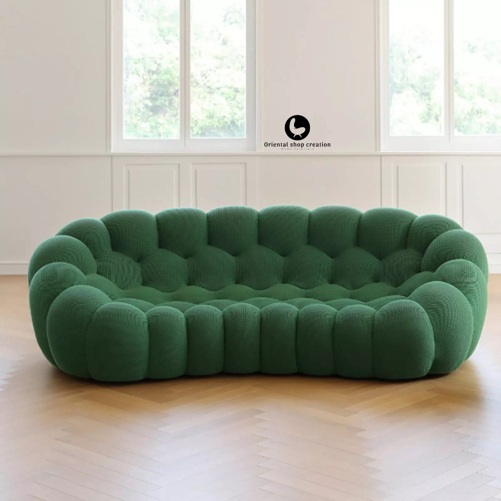 Green Bubble Inspired Sofa - Modern 3-Seater Rock Bobois Premium Fabric Style -