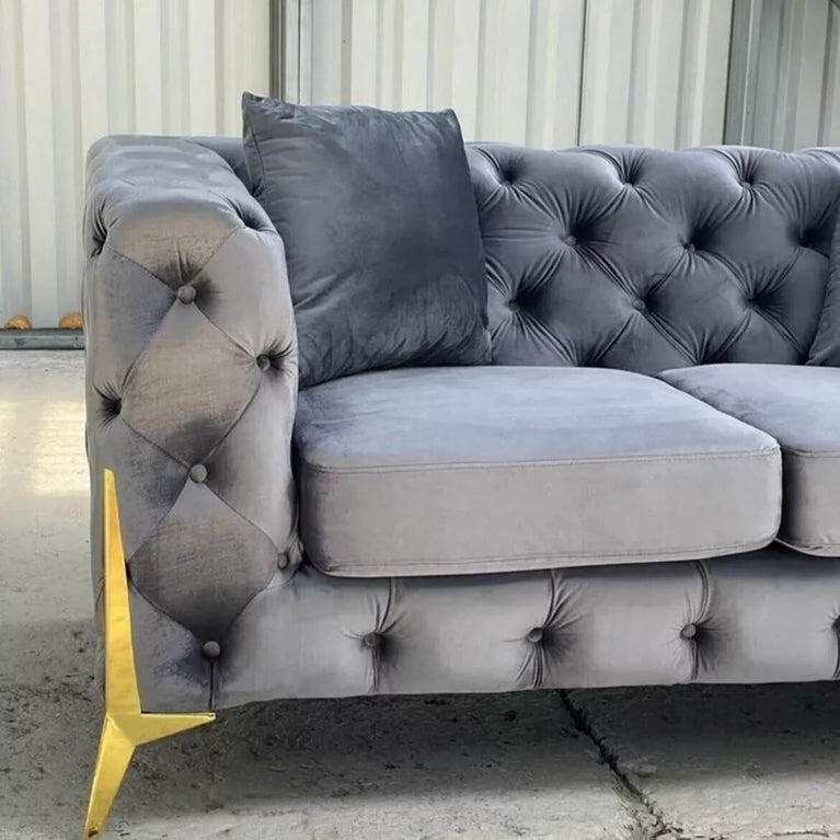 Italian Chesterfield Hand Upholstered Bespoke Velvet Sofas 3 Seat 2 Seat Corner