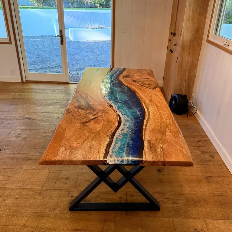 Handmade Blue Epoxy Resin Dining Table | Coffee Table | Center Table Custom art