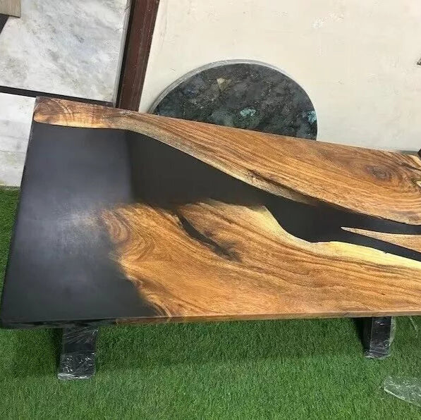 Epoxy Table Black Dining Table Epoxy Coffee Table Resin Table River Table Decor