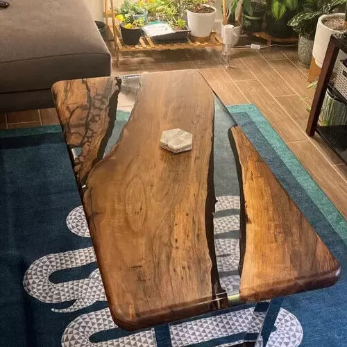 Modern Handmade Clear Epoxy Resin Table - Unique Coffee & Dining Table for Home