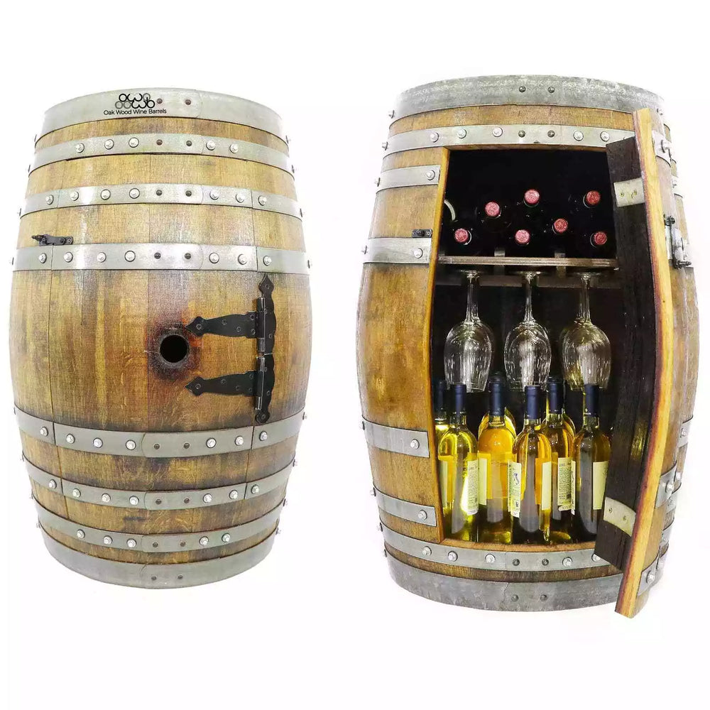 Wine Barrel Multi-Use Bar Cabinet (Pub Table - Barrel Bar - Whiskey Barrel Bar)