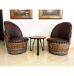 4-Chair Wine Barrel Steel Table Set (Wine Barrel Chair - Whiskey Barrel Table)