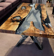 Black Epoxy Dining Table Countertop Handmade Luxury Hallway Furniture Room Decor