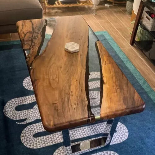 Modern Handmade Clear Epoxy Resin Table - Unique Coffee & Dining Table for Home