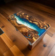 Artisan Blue Epoxy Resin Dining Table - Handcrafted Wooden Furniture for Home