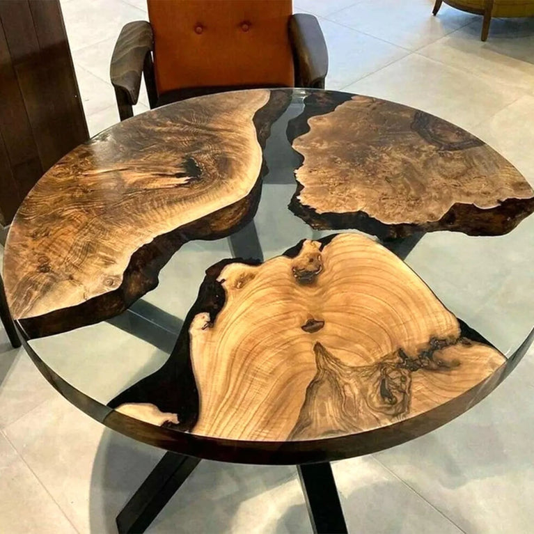 Live Edge Table, Round Epoxy Table, Wood Dining Table, Epoxy Resin Table Tops