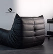 Luxury Black Leather Togo Sofa Chair, Modern 95x95cm Single Seat -